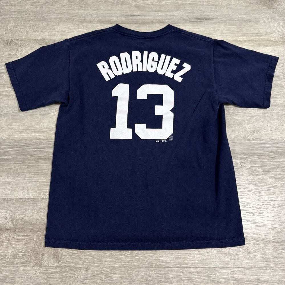 Alex Rodriguez Shirt New York Yankees Majestic Boys’ Large Blue MLB A-Rod